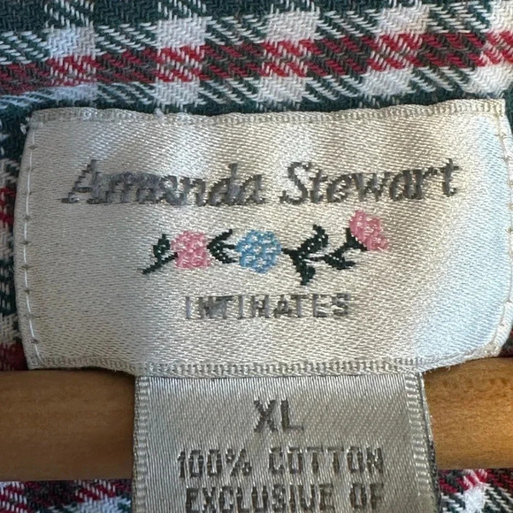 Amanda Stewart Intimates Vntg smocked Plaid Cotton Christmas Nightgown Size XL - Picture 5 of 10